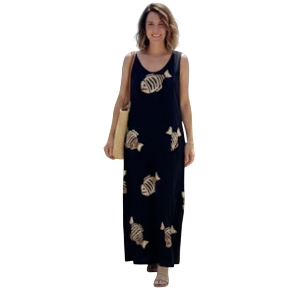 Bali Batiks Womens Maxi Dress Lightweight 100% Rayon Beach Flowy Boho Black S